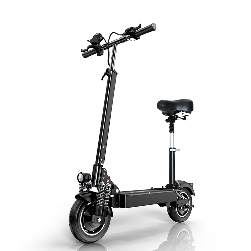 JANOBIKE T10 Folding Off-Road Electric Scooter 10 inch 23Ah Battery 1000W * 2 Motor 10 Inch Wheels Aluminum Alloy Body Max Speed 70km/h up to 80KM Range Hydraulic brake with seat - Black