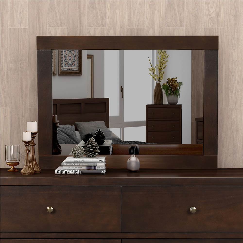 35&quot; Solid Wood Dresser Mirror for Bedroom, Living Room, Entrance - Brown