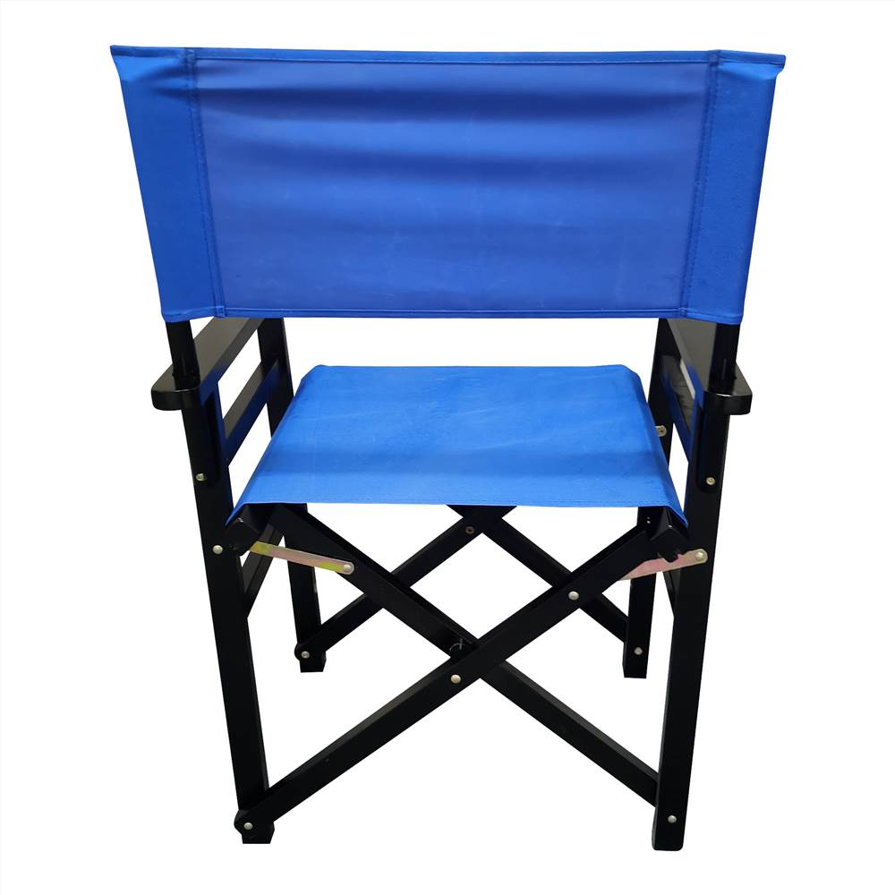 Outdoor Folding Canvas Chair With Wooden Frame Set Of 2 Blue   Folding Chair Wooden Director Chair Canvas Folding Chair  Folding Chair  2pcs Set   Populus   Canvas  Color   Blue  461372 3 