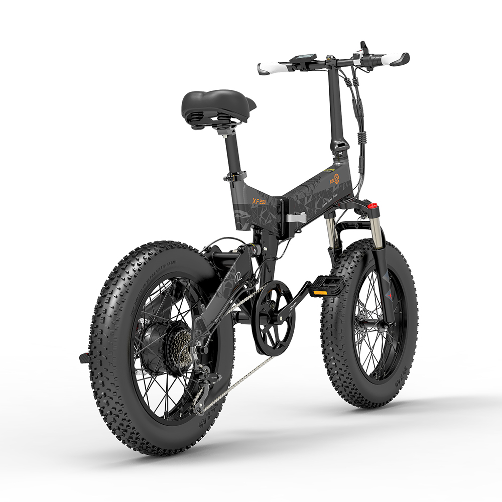 Bezior XF200 Folding Electric Bike 48V 15Ah Battery 1000W Motor 20×4.0 inch Fat Tire Aluminum Alloy Frame Shimano 7-speed Shift Max Speed 40km/h 130KM Power-assisted mileage Range LCD Display IP54 Waterproof – Black