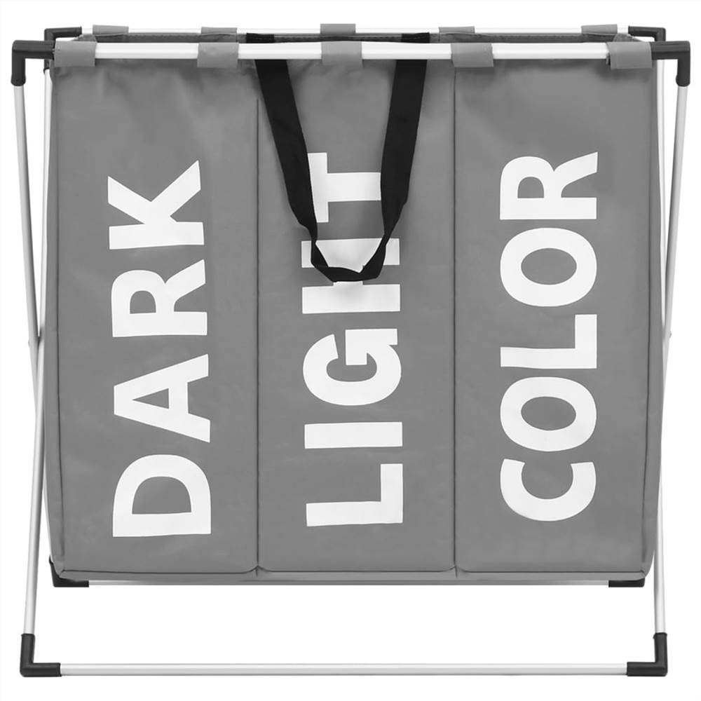 3-Section Laundry Sorter Grey
