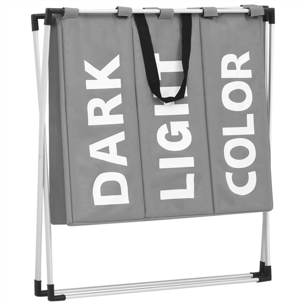 3-Section Laundry Sorter Grey