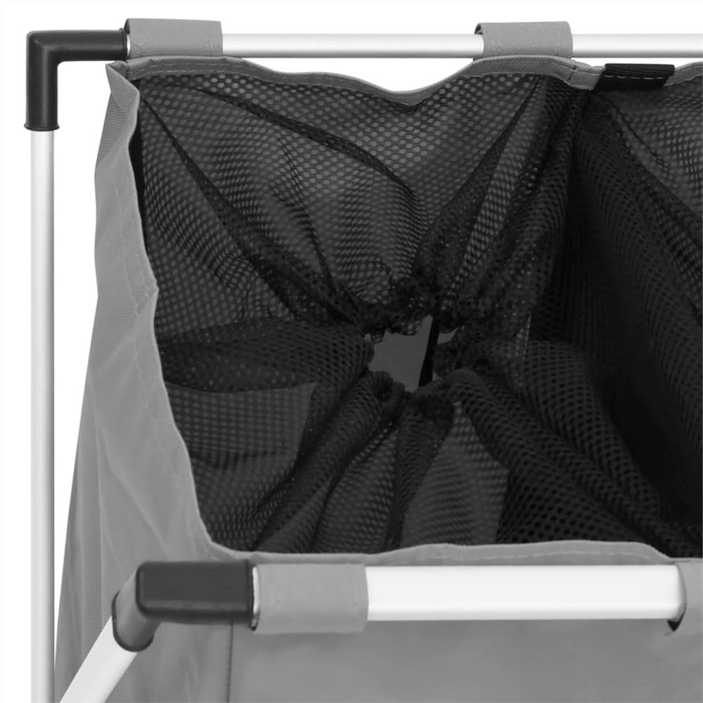 3-Section Laundry Sorter Grey
