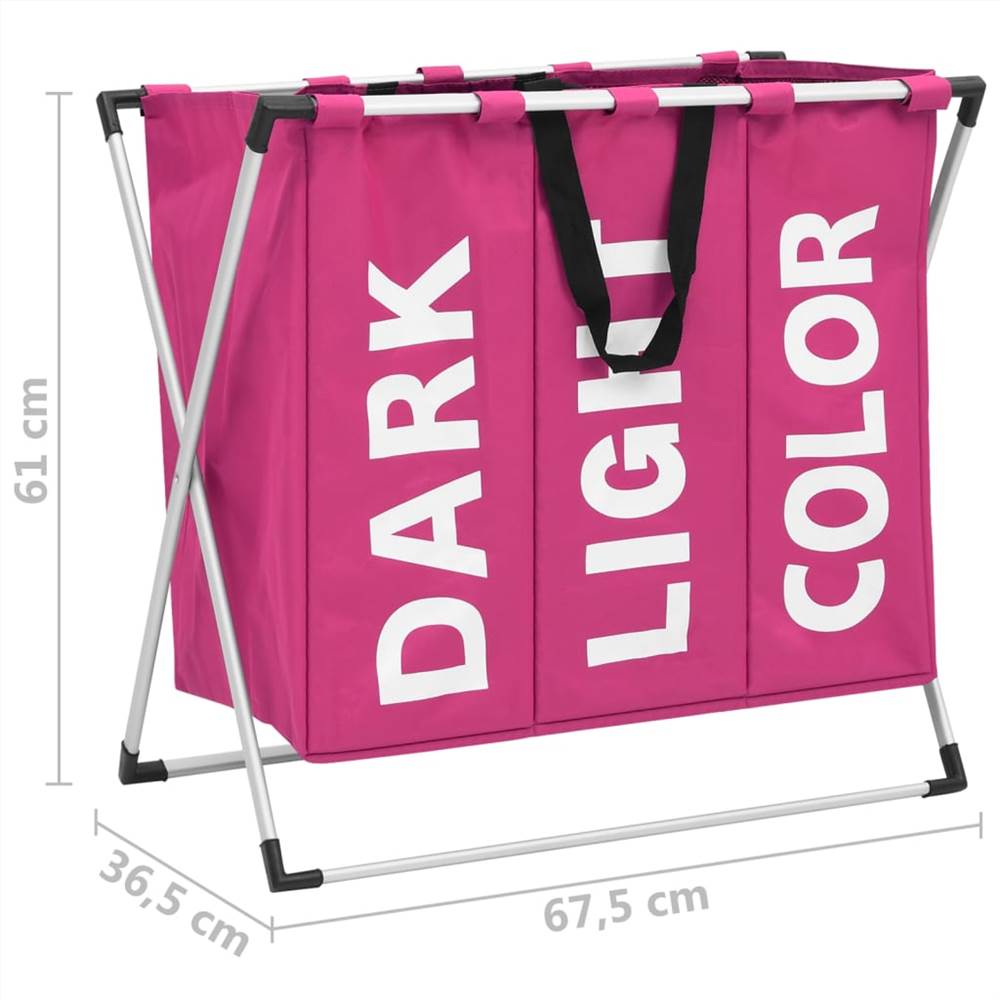 3-Section Laundry Sorter Pink