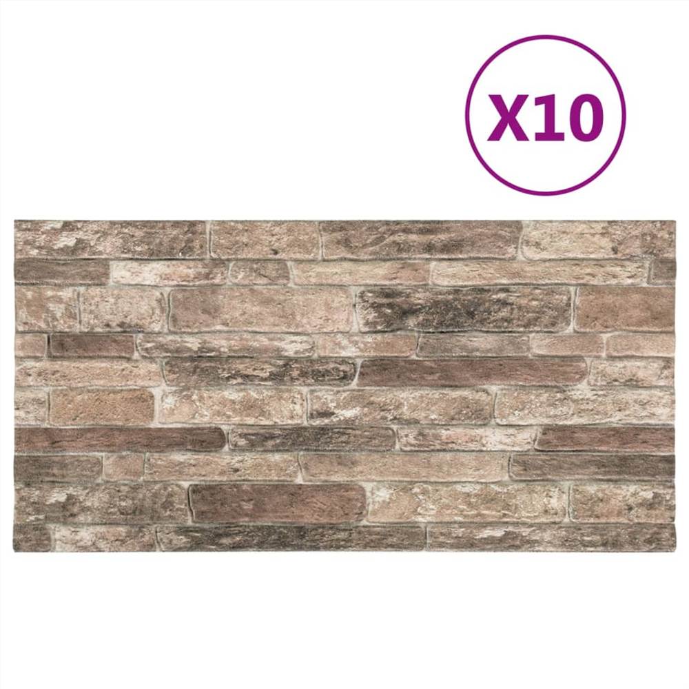 3D Wall Panels with Multicolour Brick Design 10 pcs EPS