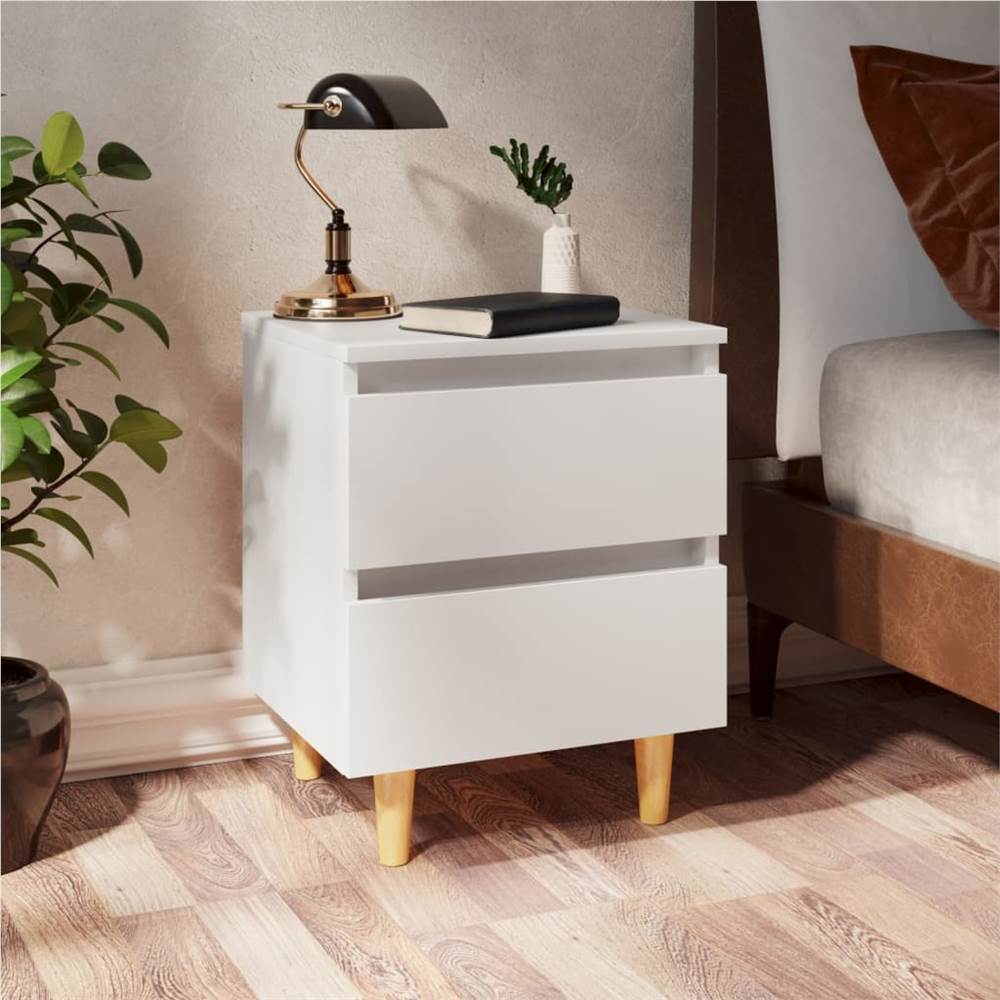 

Bed Cabinet with Solid Pinewood Legs White 40x35x50 cm