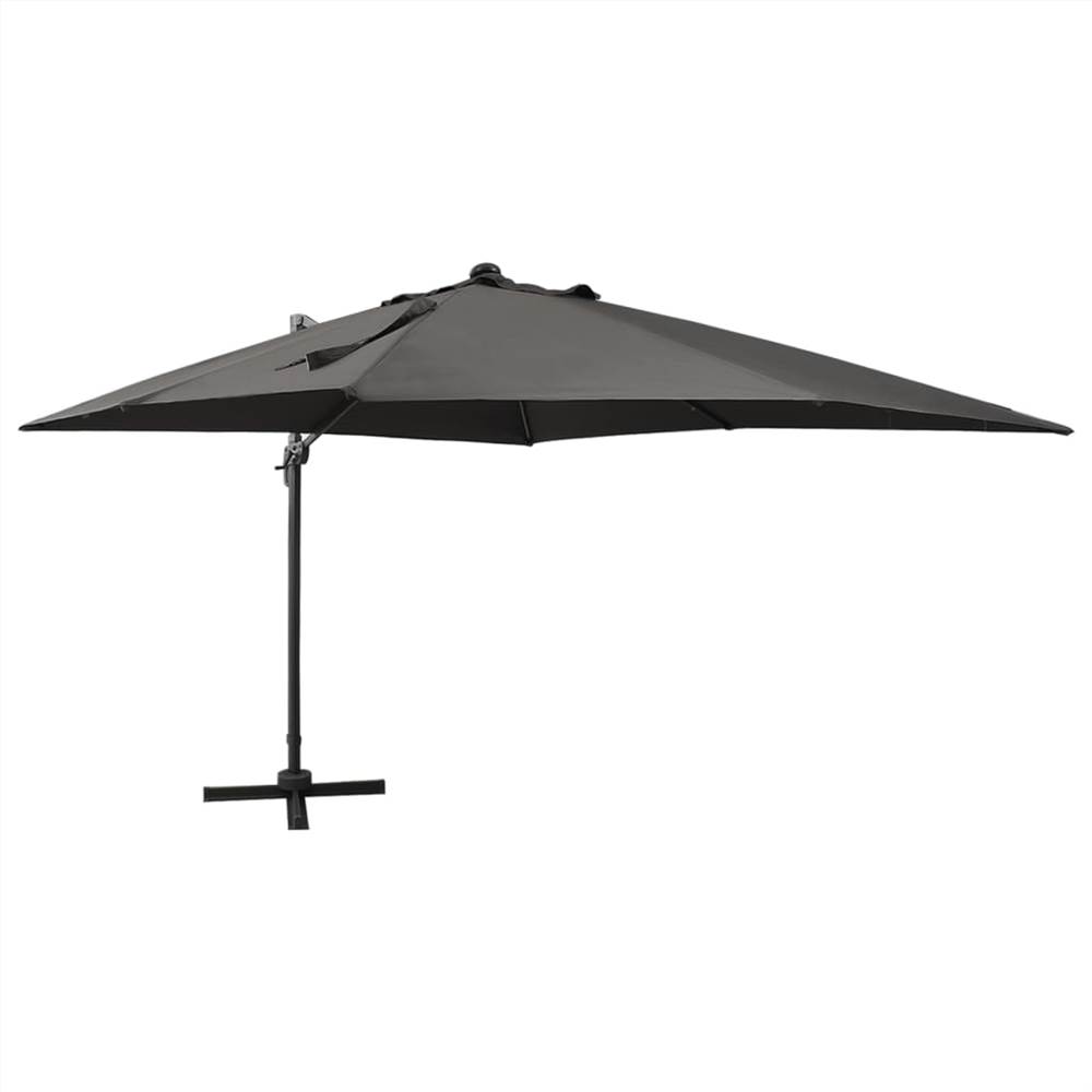 Cantilever Regenschirm mit Mast und LED-Beleuchtung Anthrazit 300 cm