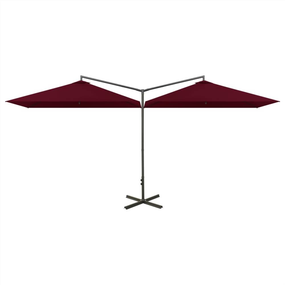 Double Parasol with Steel Pole Bordeaux Red 600x300 cm
