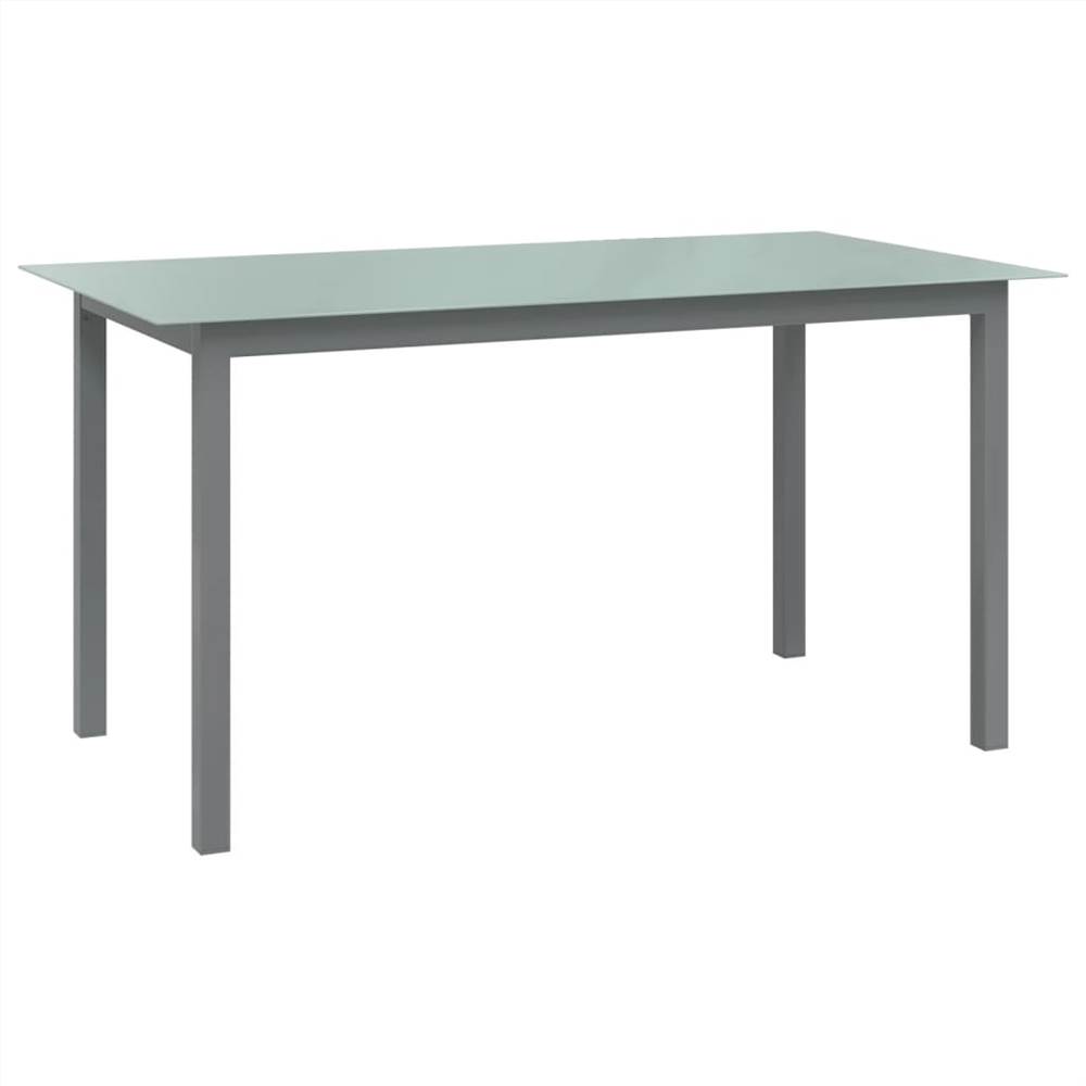 Tavolo da Giardino Grigio Chiaro 150x90x74 cm Alluminio e Vetro
