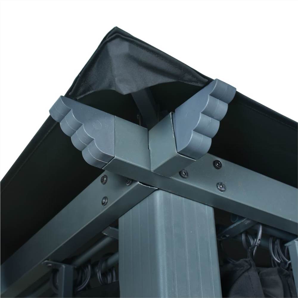 Gazebo with Curtain and String Lights 300x300 cm Anthracite Aluminium