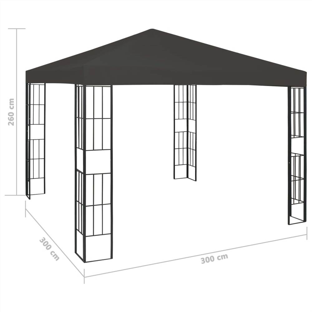 Gazebo with String Lights 3x3 m Anthracite