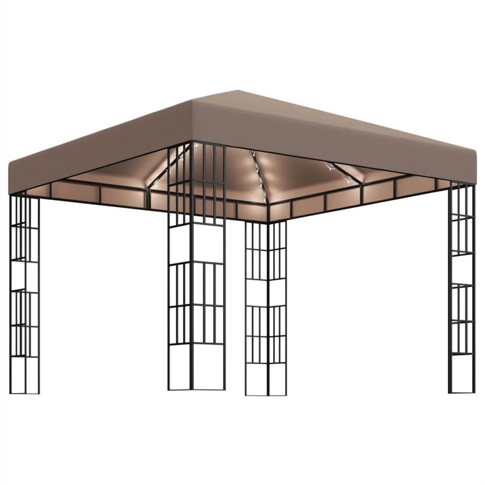 

Gazebo with String Lights 3x3 m Taupe