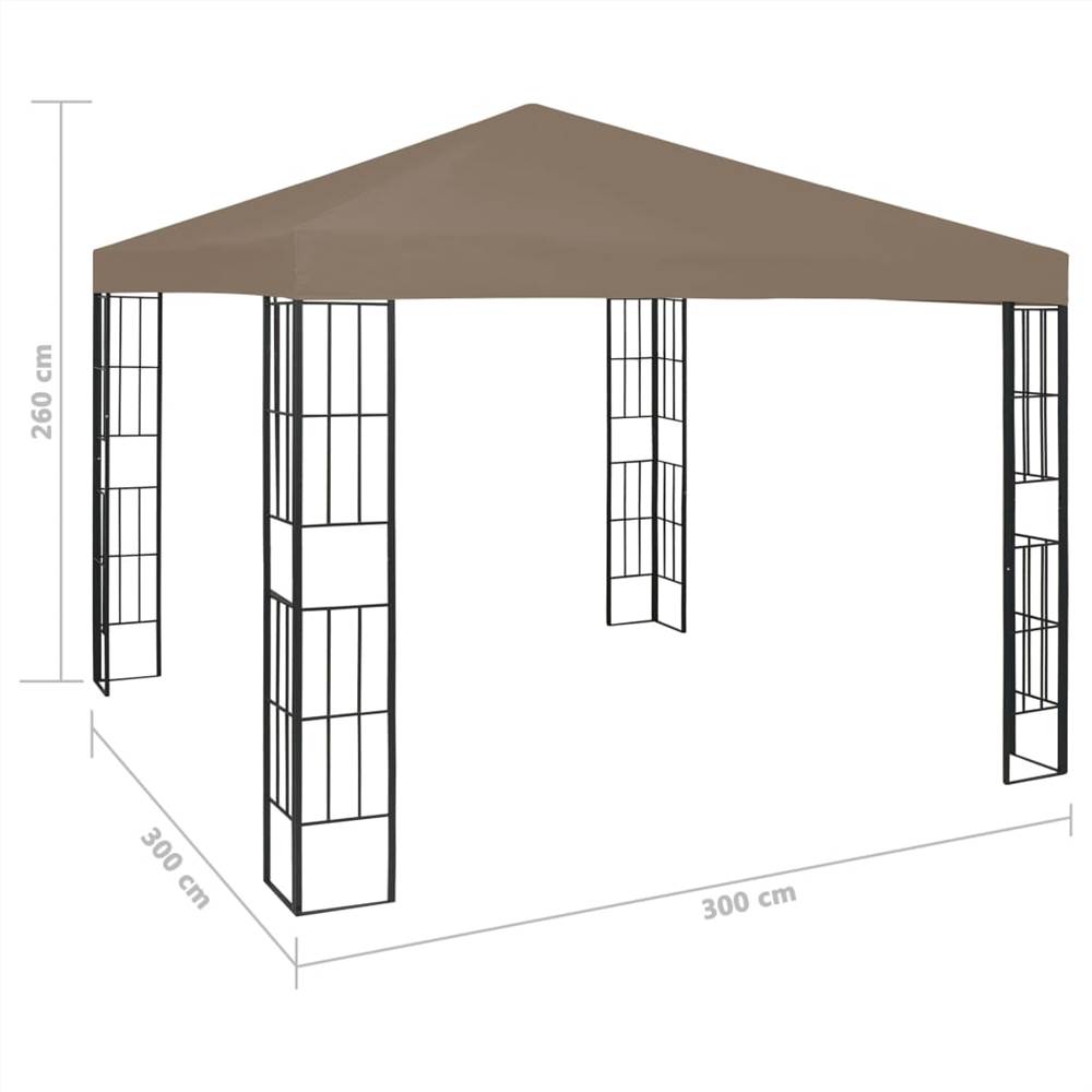 Gazebo with String Lights 3x3 m Taupe