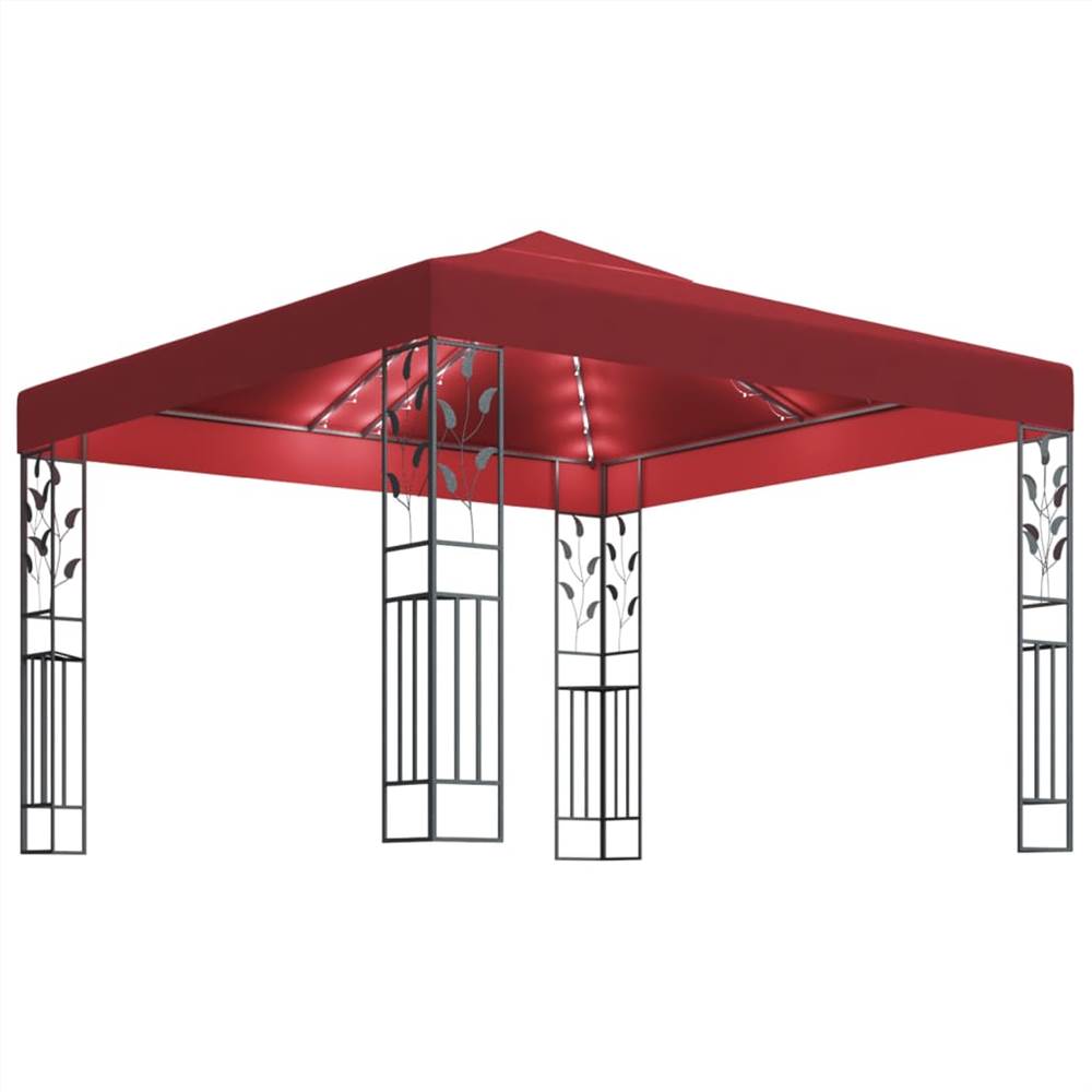 

Gazebo with String Lights 3x3 m Wine Red