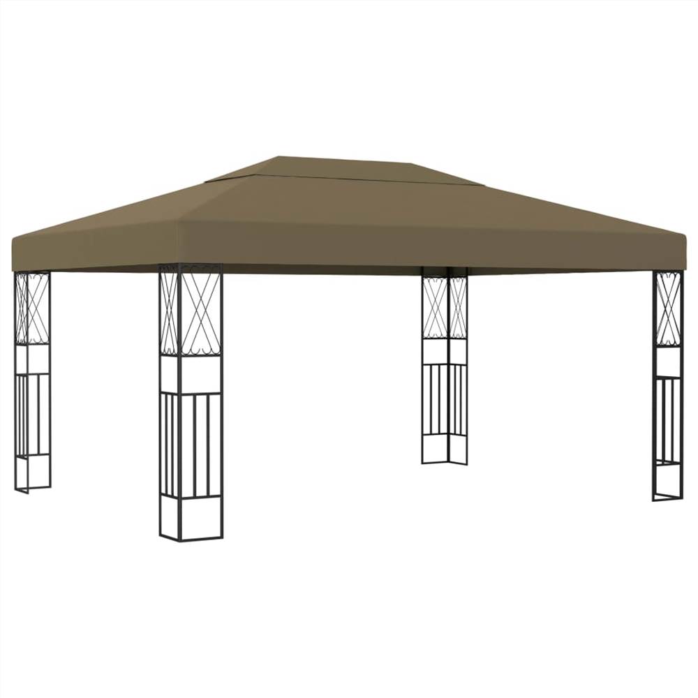 Gazebo with String Lights 3x4 m Taupe Fabric