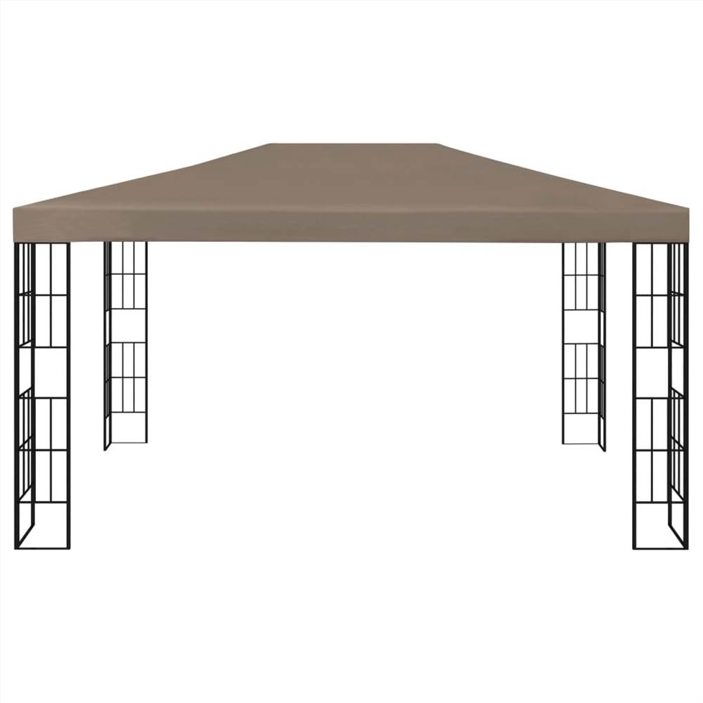 Gazebo with String Lights 4x3 m Taupe