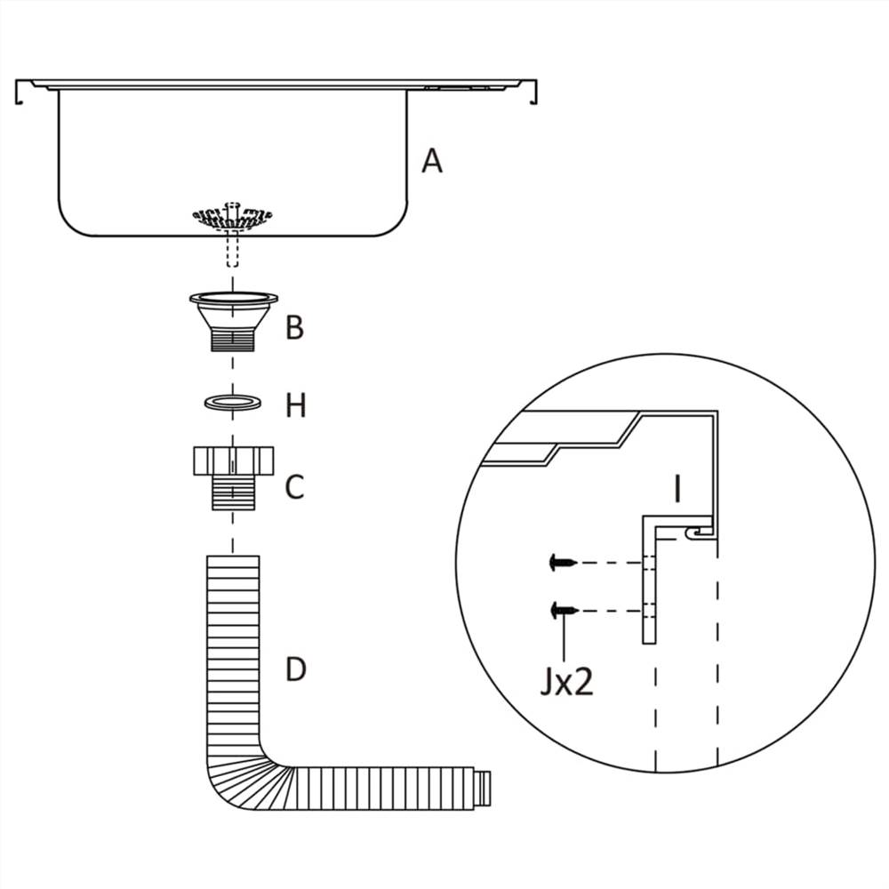 Kitchen Sink with Drainer Set Silver 1000x500x155 mm Stainless Steel