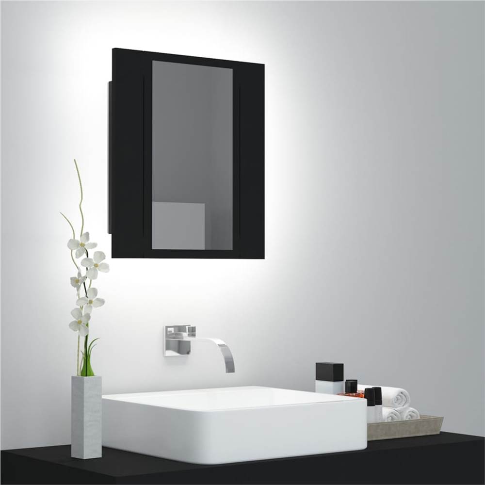 LED Badezimmerspiegelschrank Schwarz 40x12x45 cm