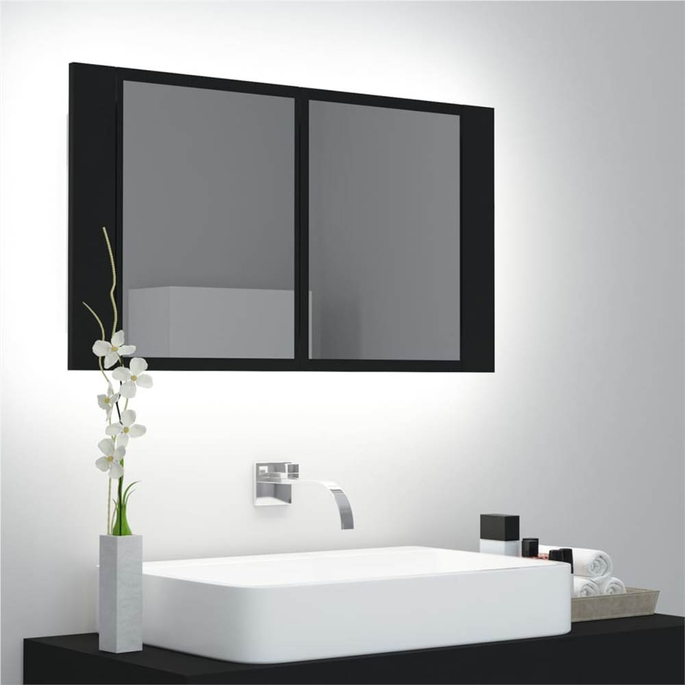 

LED Bathroom Mirror Cabinet Black 80x12x45 cm