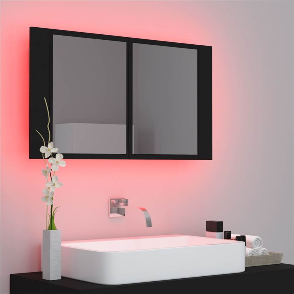 LED Bathroom Mirror Black 80x12x45 cm