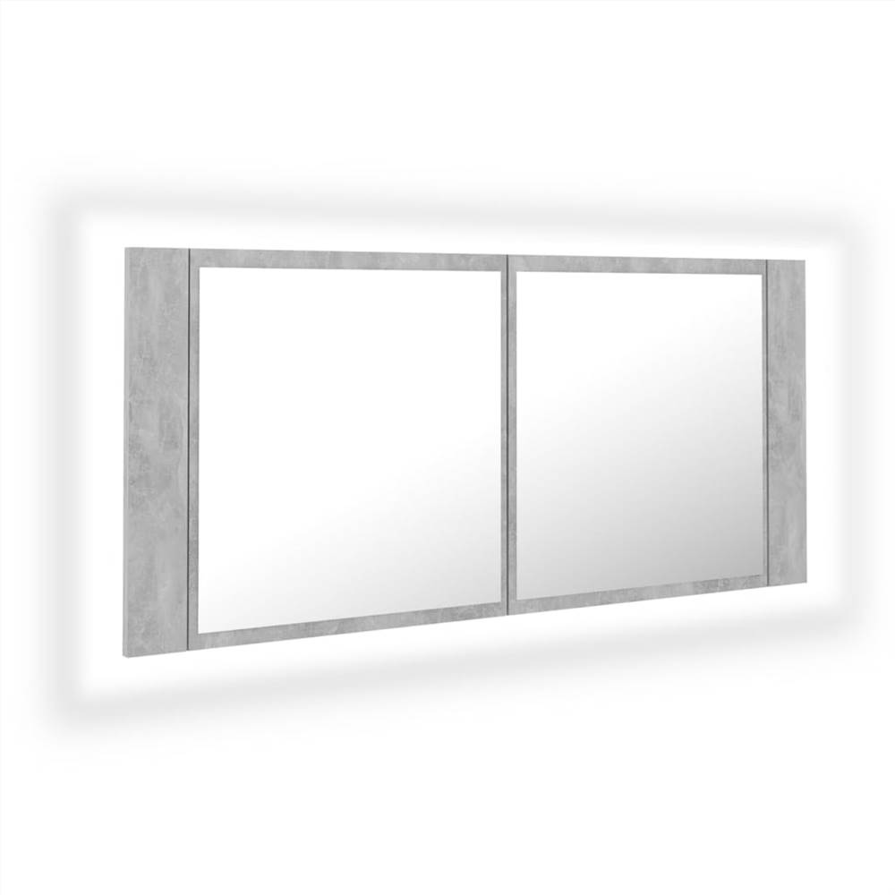 LED Bathroom Mirror Cabinet Concrete Grey 100x12x45 cm
