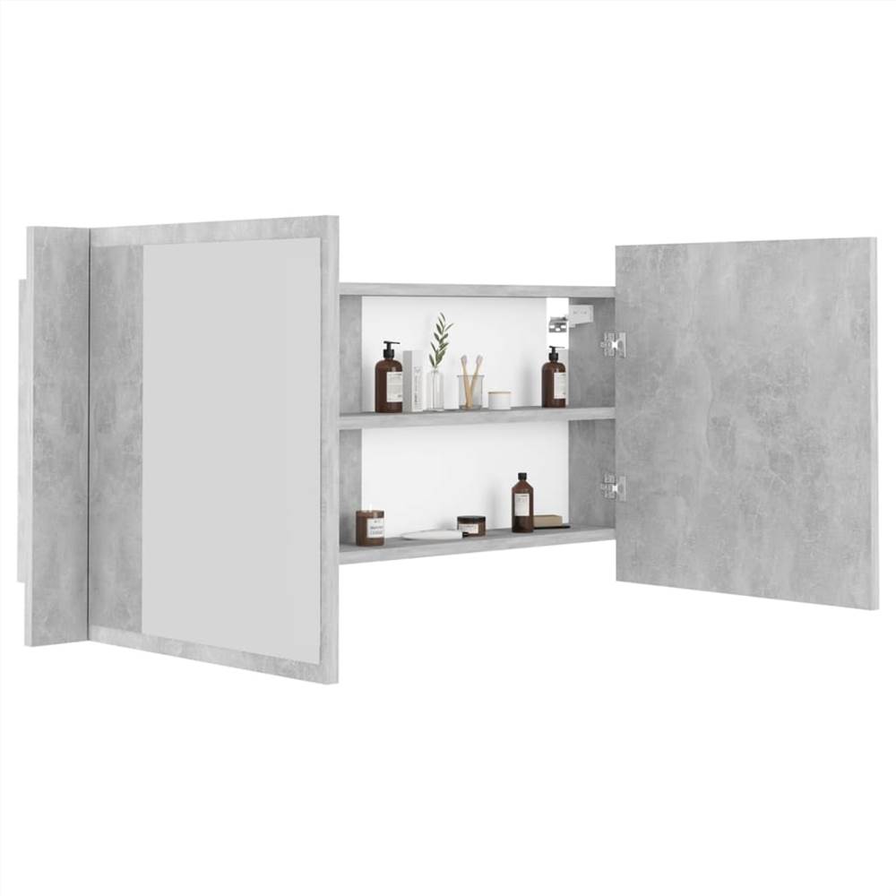 LED Bathroom Mirror Cabinet Concrete Grey 100x12x45 cm