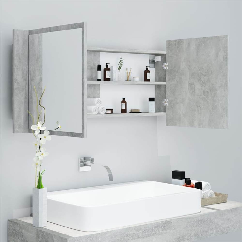 LED Bathroom Mirror Cabinet Concrete Grey 100x12x45 cm