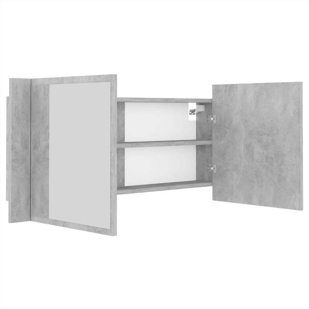LED Bathroom Mirror Cabinet Concrete Grey 100x12x45 cm