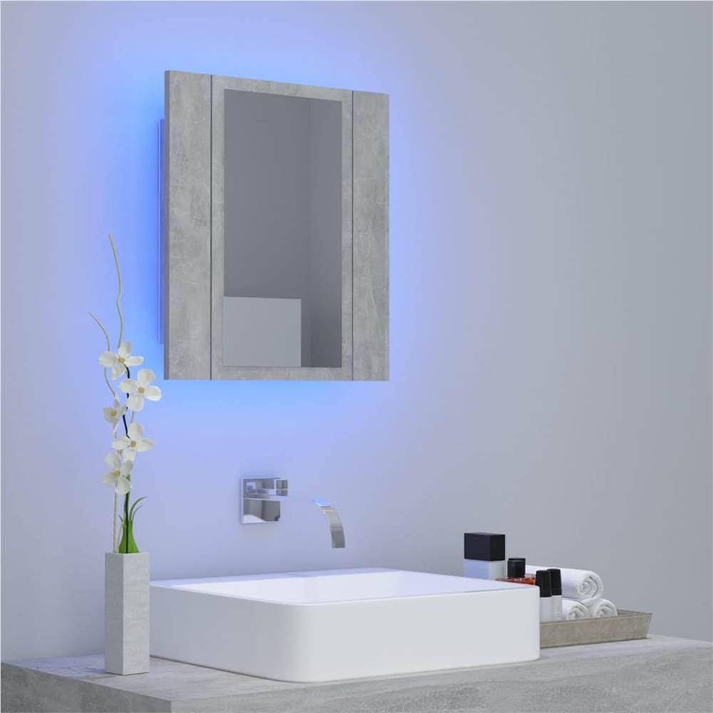 LED Bathroom Mirror Cabinet Concrete Grey 40x12x45 cm