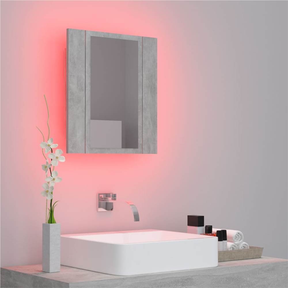 LED Bathroom Mirror Cabinet Concrete Grey 40x12x45 cm