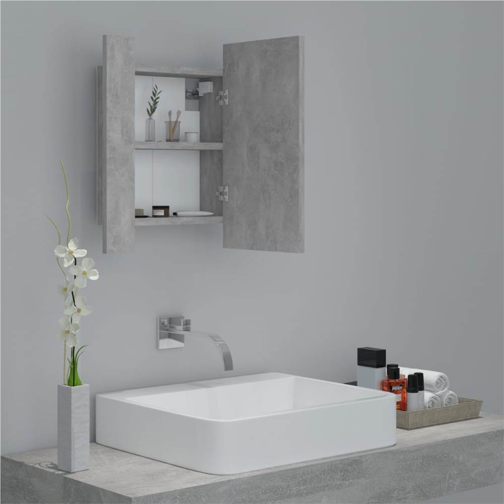 LED Bathroom Mirror Cabinet Concrete Grey 40x12x45 cm