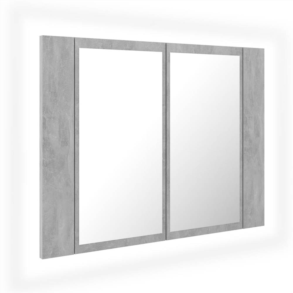 LED Bathroom Mirror Cabinet Concrete Grey 60x12x45 cm