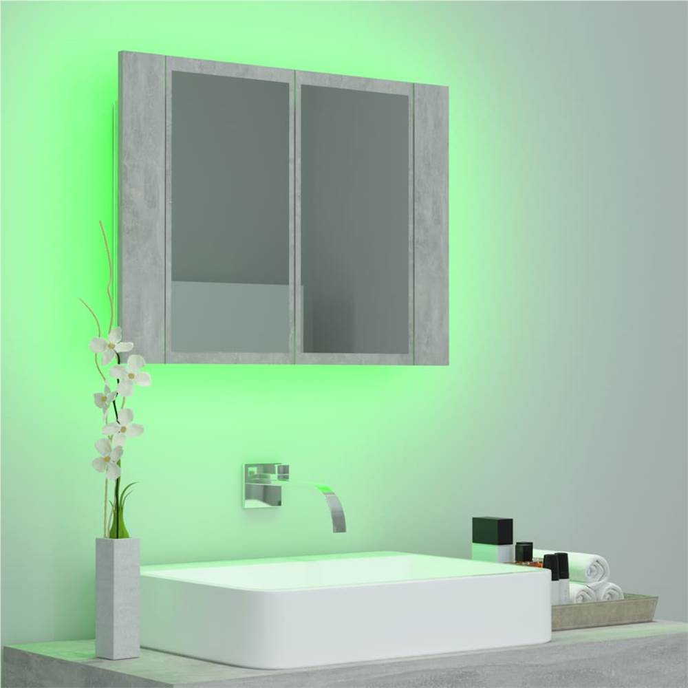 LED Bathroom Mirror Cabinet Concrete Grey 60x12x45 cm