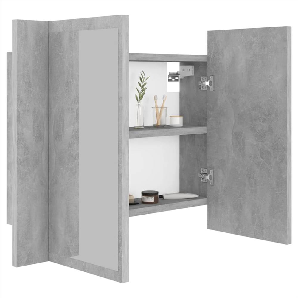 LED Bathroom Mirror Cabinet Concrete Grey 60x12x45 cm