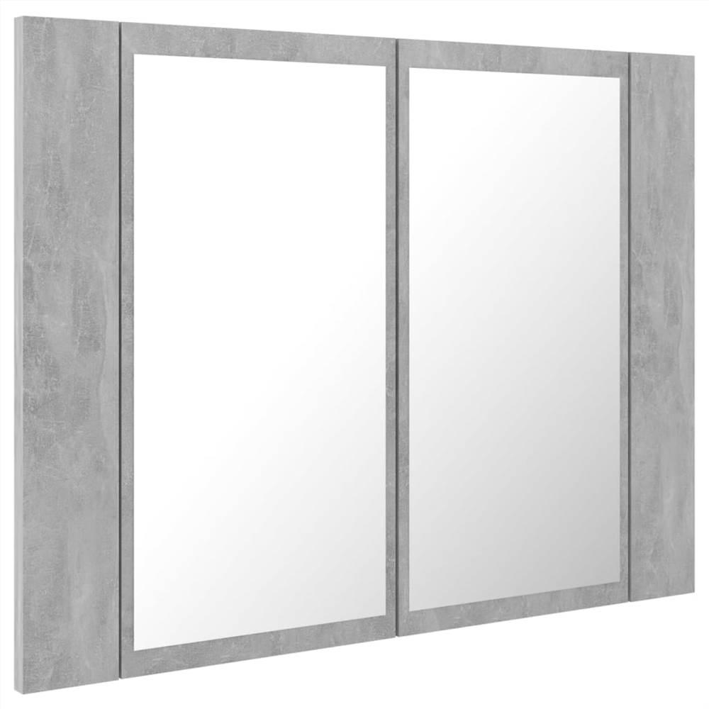 LED Bathroom Mirror Cabinet Concrete Grey 60x12x45 cm