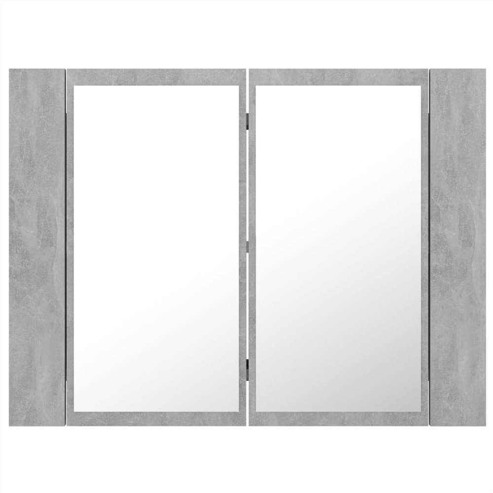 LED Bathroom Mirror Cabinet Concrete Grey 60x12x45 cm