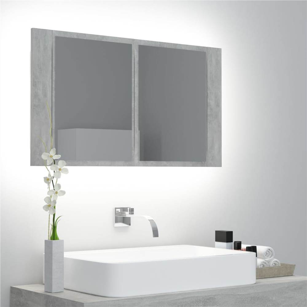 

LED Bathroom Mirror Cabinet Concrete Grey 80x12x45 cm