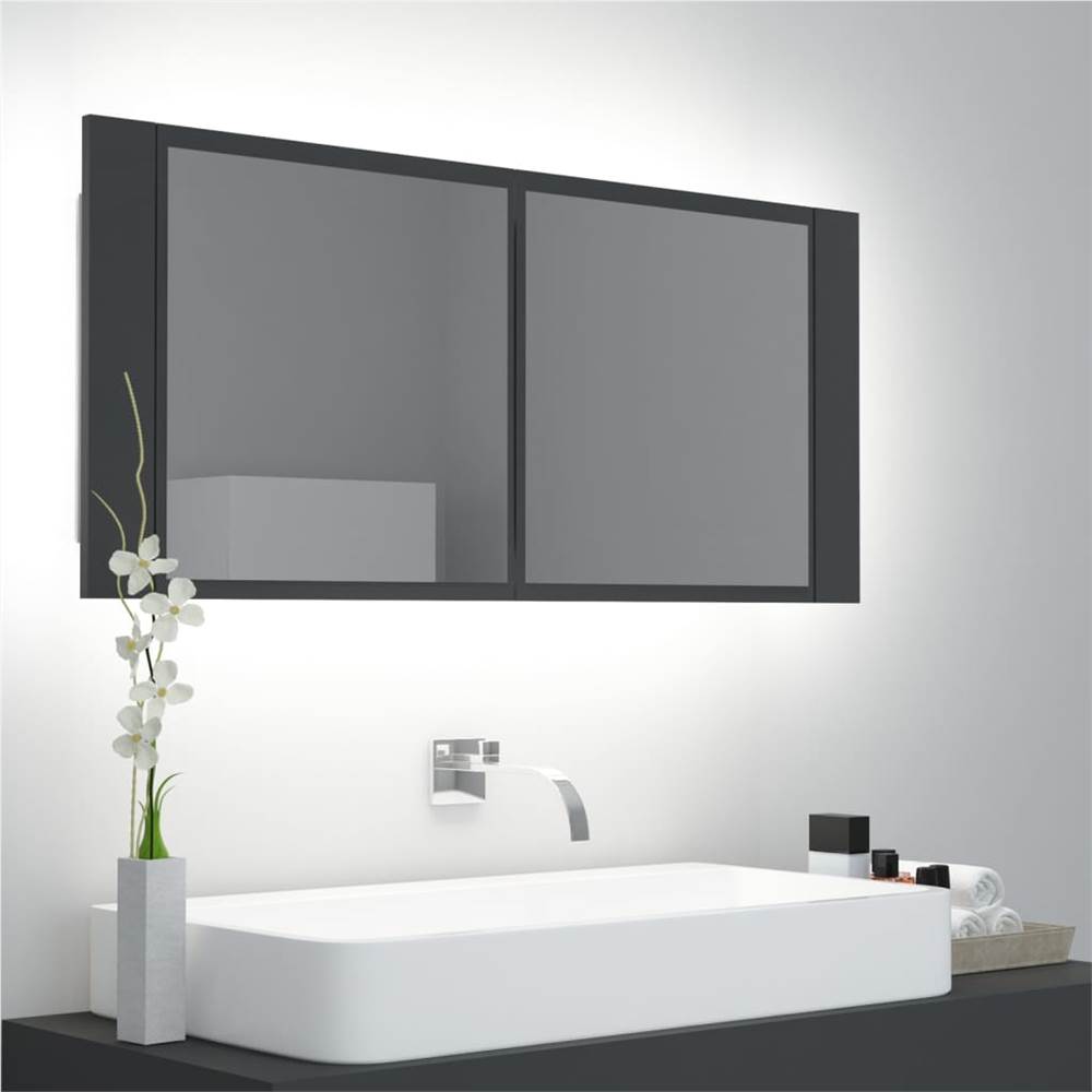 

LED Bathroom Mirror Cabinet Grey 100x12x45 cm