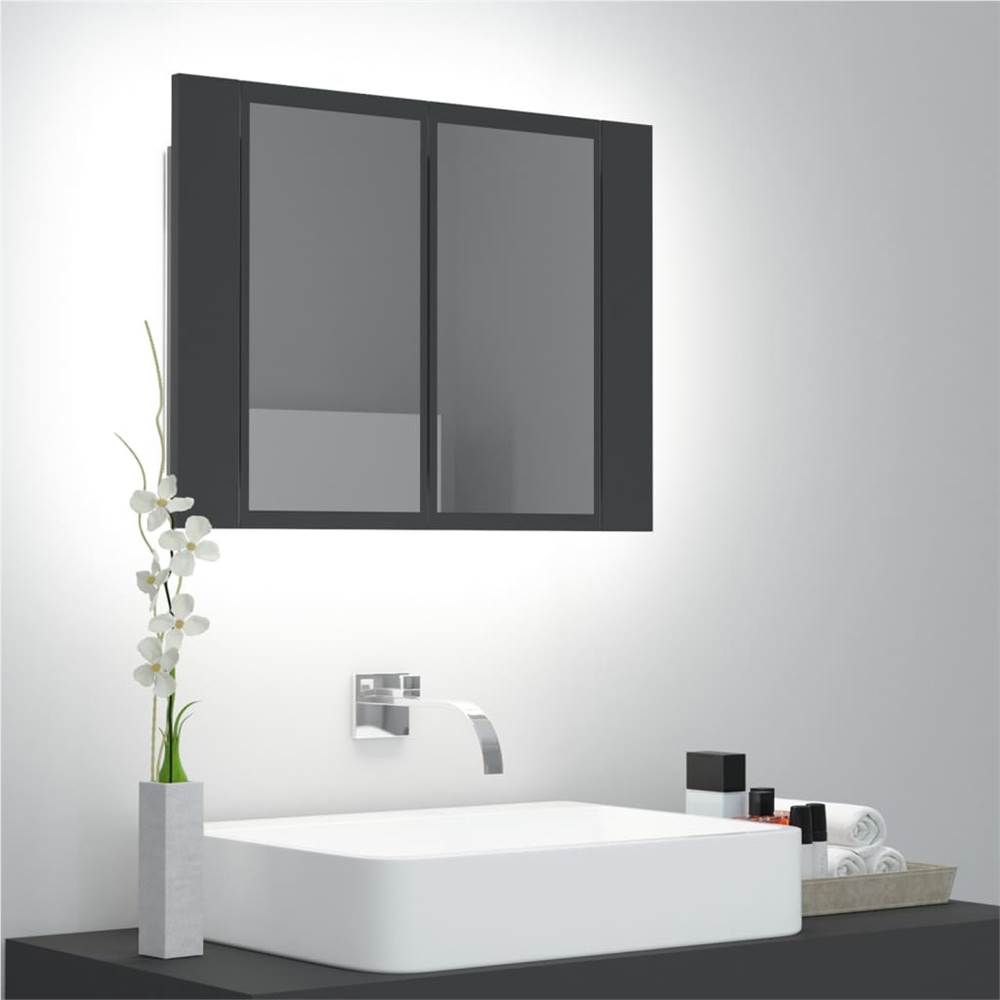 

LED Bathroom Mirror Cabinet Grey 60x12x45 cm