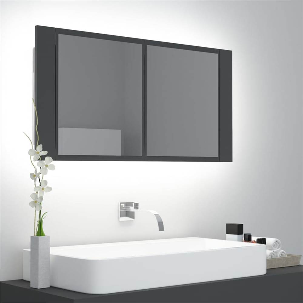 

LED Bathroom Mirror Cabinet Grey 90x12x45 cm