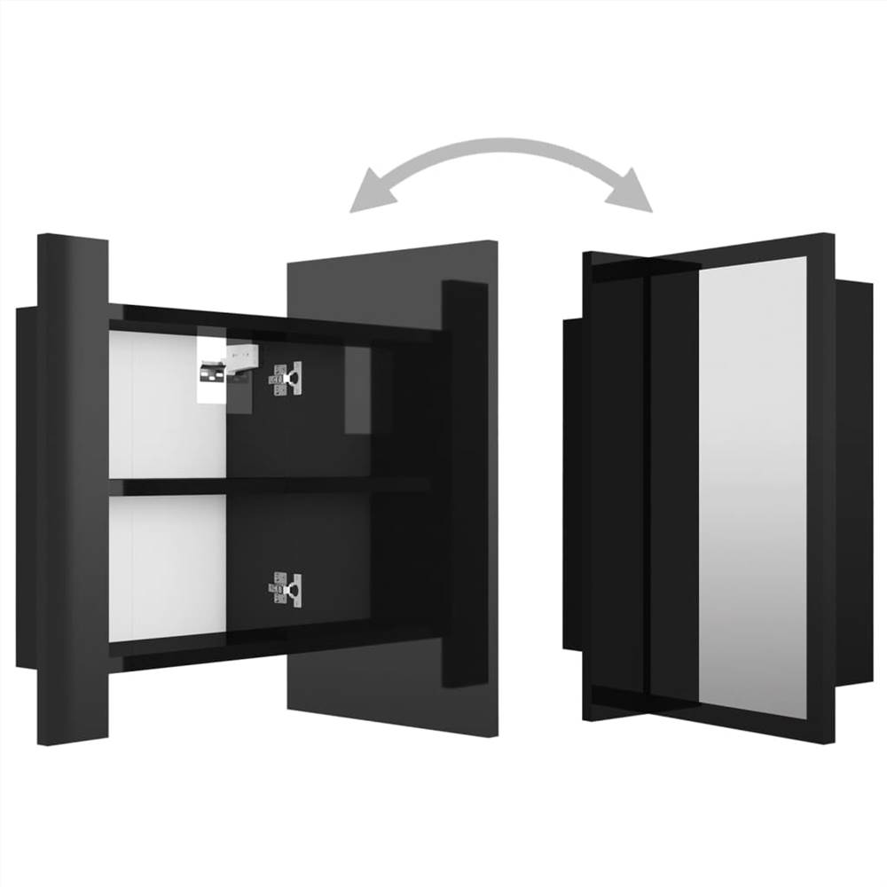 LED Bathroom Mirror Cabinet High Gloss Black 40x12x45 cm
