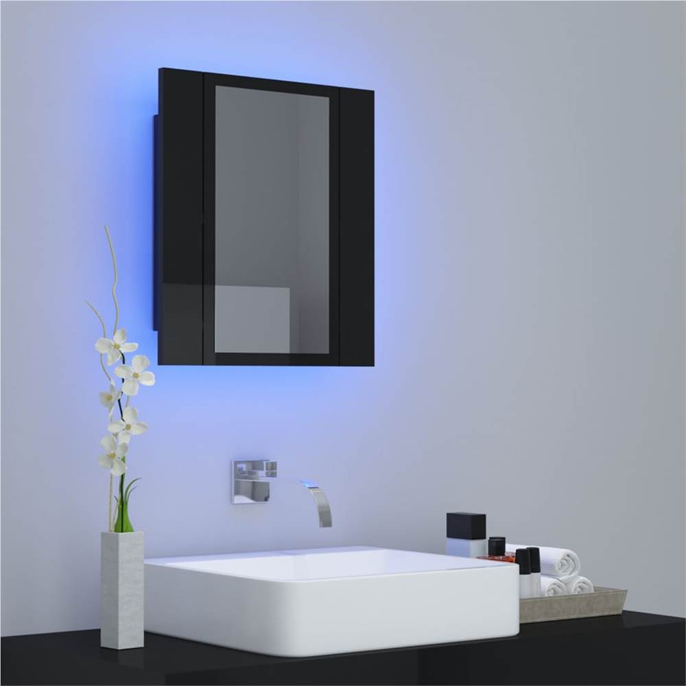 LED Bathroom Mirror High Gloss Black 40x12x45 cm