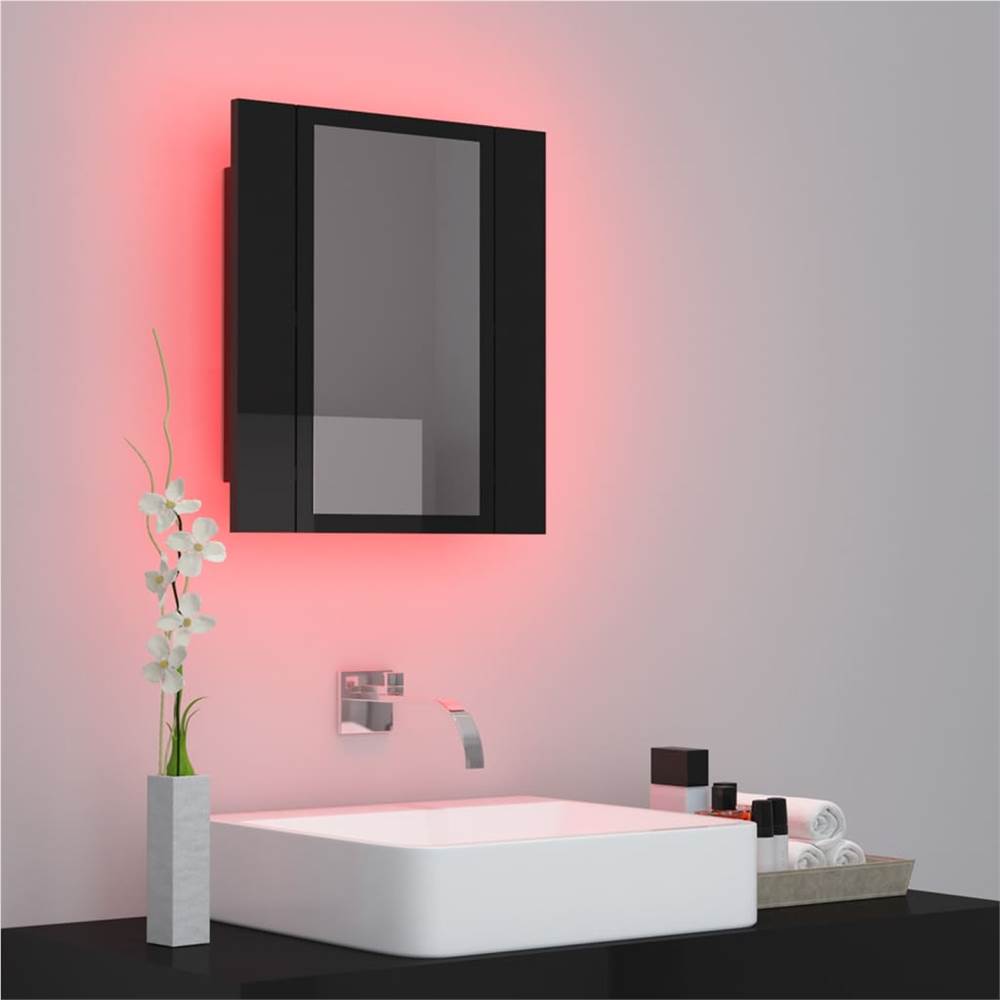 LED Bathroom Mirror High Gloss Black 40x12x45 cm