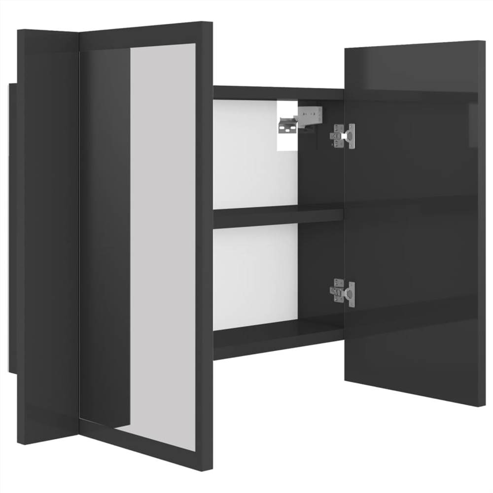 LED Bathroom Mirror Cabinet High Gloss Grey 60x12x45 cm