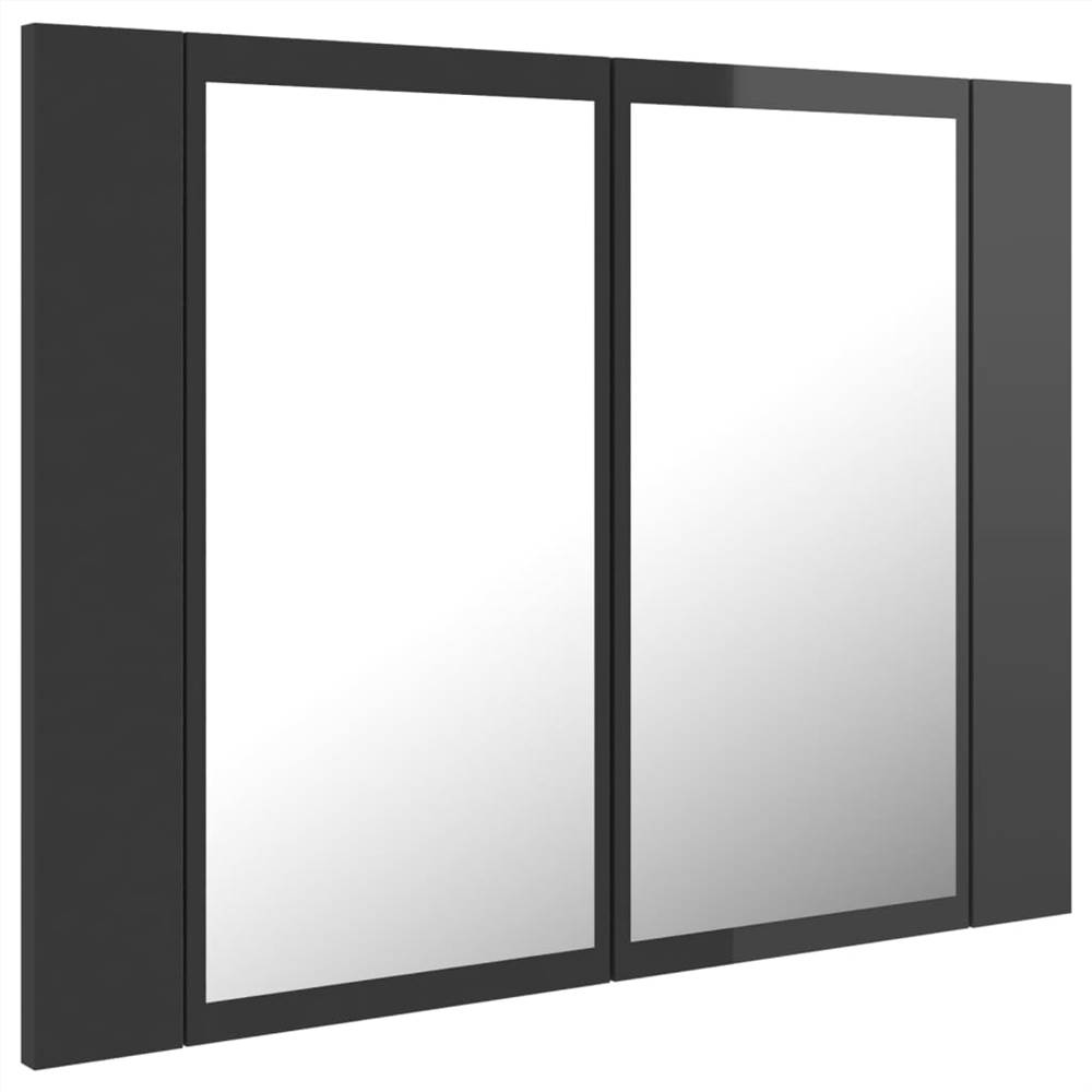 LED Bathroom Mirror High Gloss Grey 60x12x45 cm