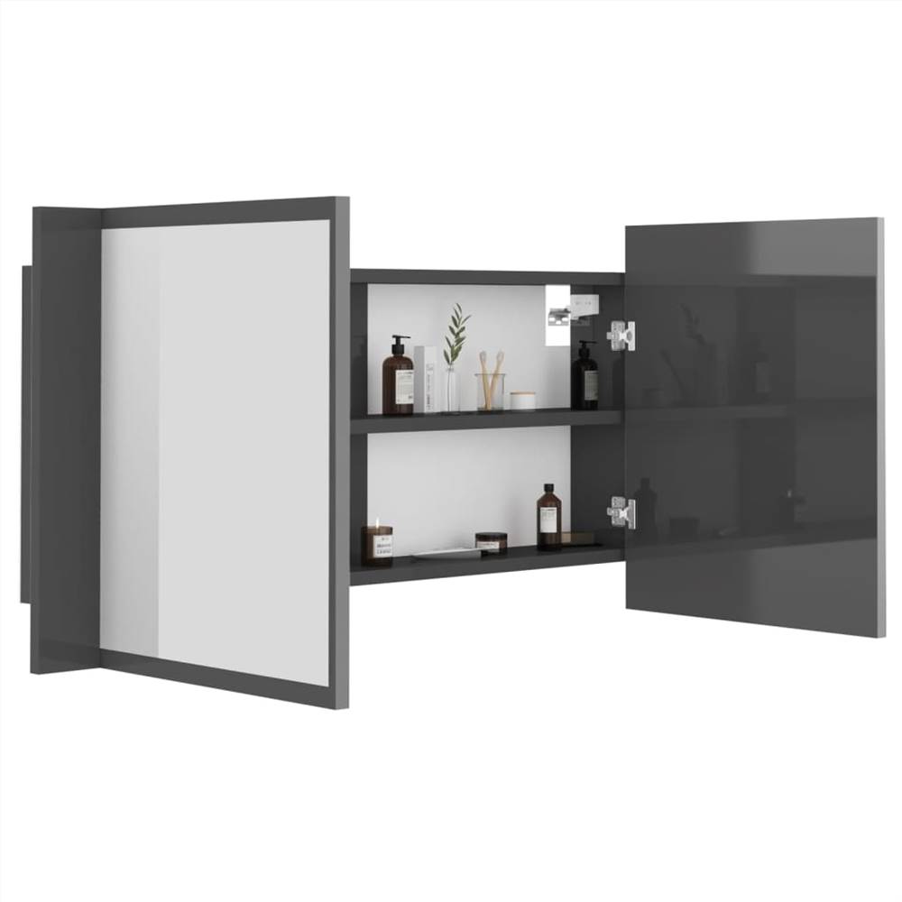 LED Bathroom Mirror High Gloss Grey 90x12x45 cm
