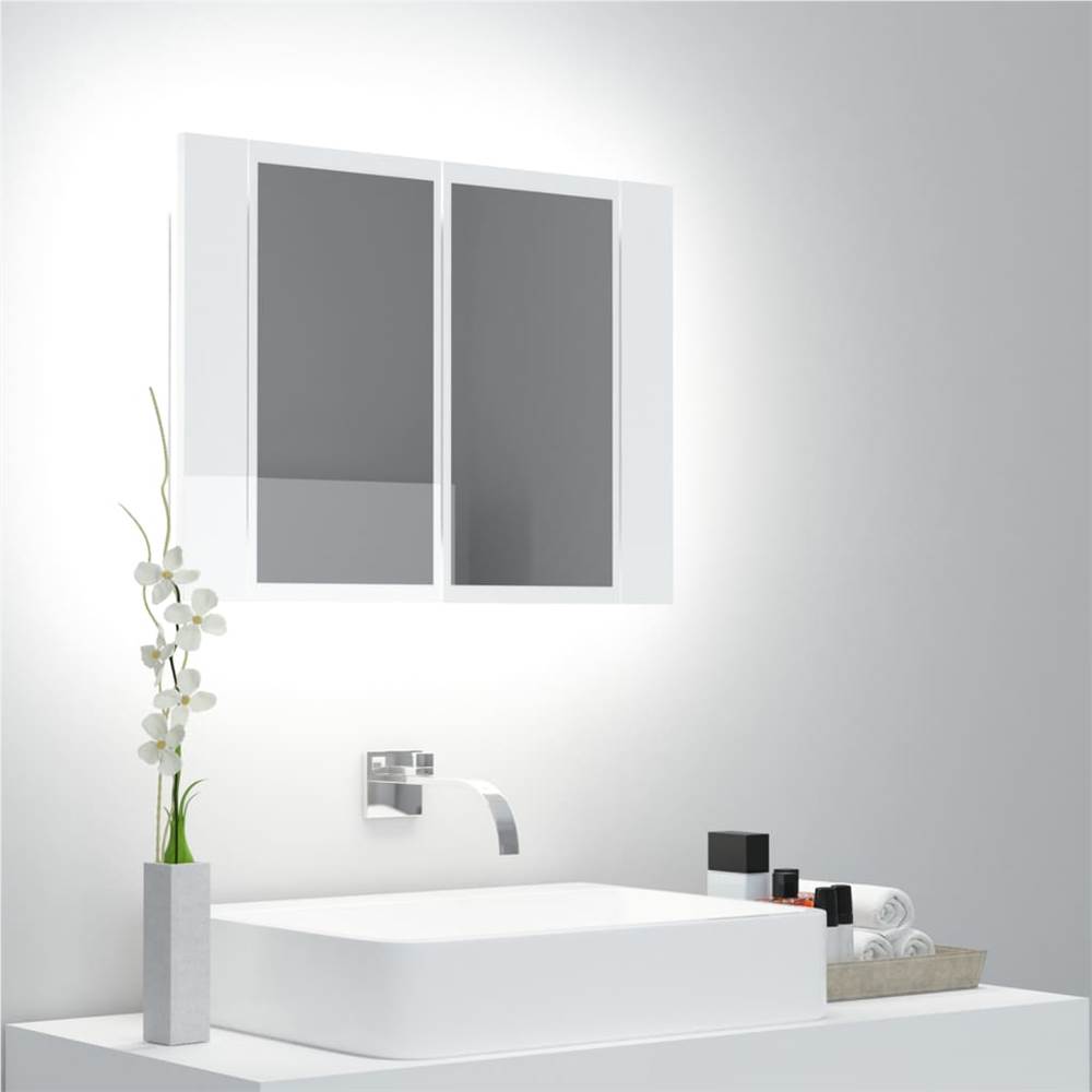 

LED Bathroom Mirror Cabinet High Gloss White 60x12x45 cm