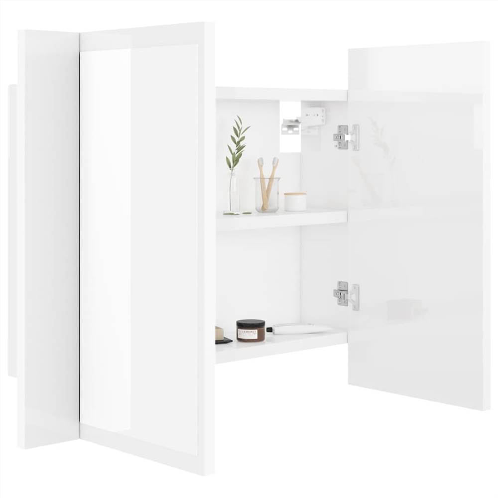 LED Bathroom Mirror High Gloss White 60x12x45 cm