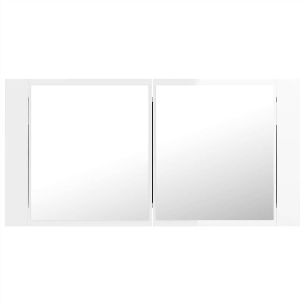 LED Bathroom Mirror High Gloss White 90x12x45 cm