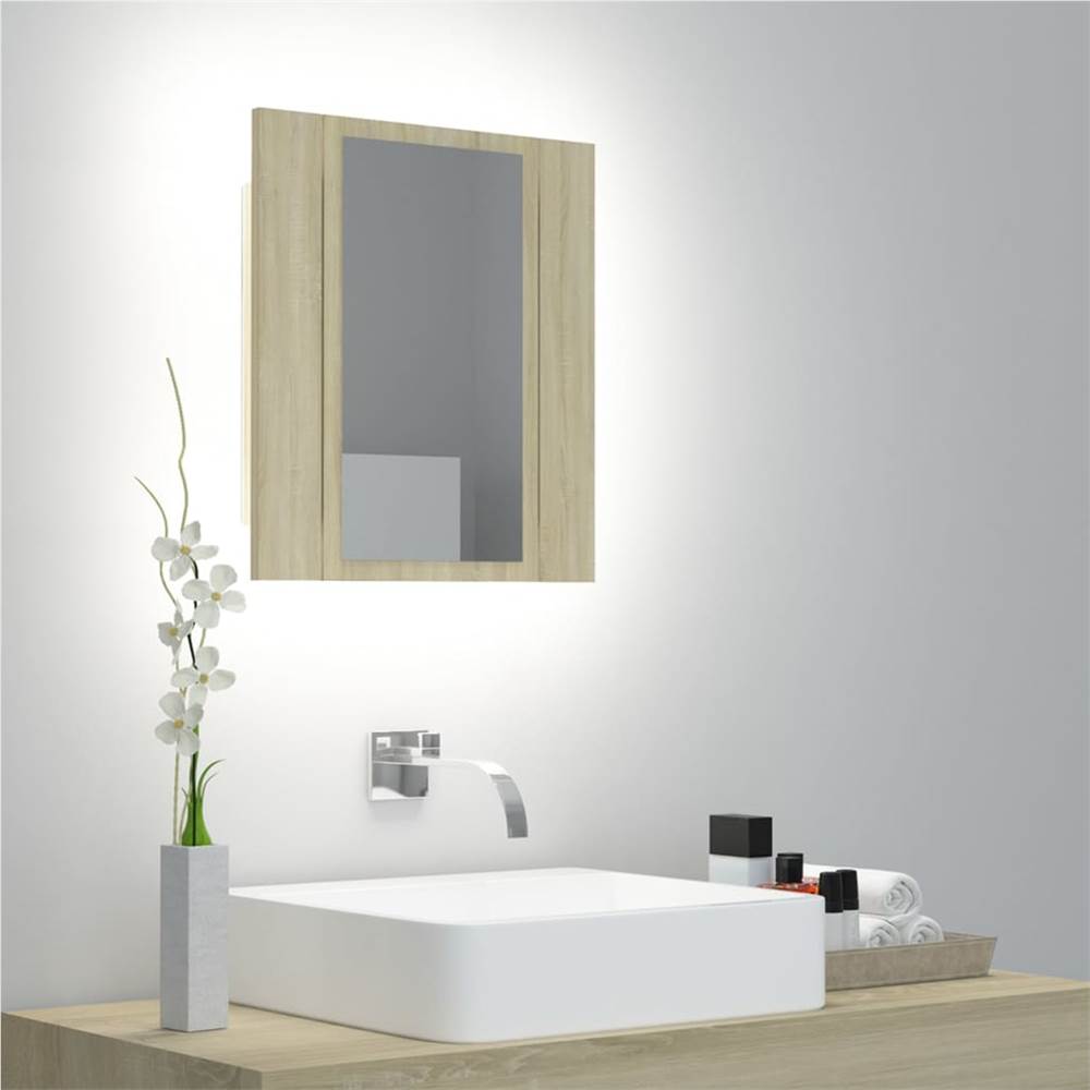 

LED Bathroom Mirror Cabinet Sonoma Oak 40x12x45 cm